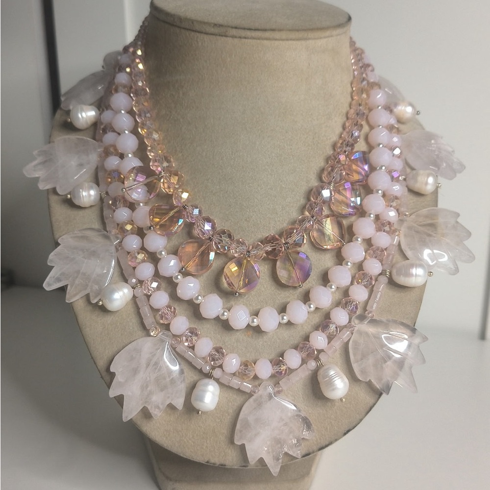 Elegant Multi-Layered Pearl and Crystal convertible Necklace